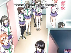 Грудастая хентай девчонка с красными волосами показывает сиськи