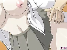 Парень схватил хентай студентку за сиськи и оттрахал в аудитории