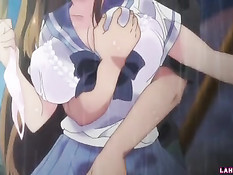 Молодой человек под дождём лижет киску грудастой хентай девке