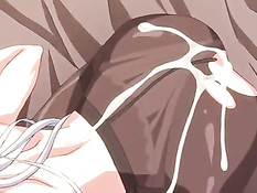 Хентай девчонка дрочит член большими сиськами и лижет головку