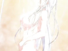 Хентай девчонка дрочит член большими сиськами и лижет головку