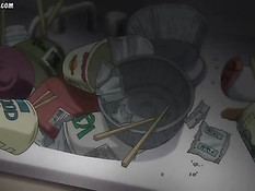 Возбуждённая аниме девушка в очках сняла трусики и села на член