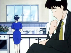 Парень раздевает красивую аниме женщину и занимается любовью