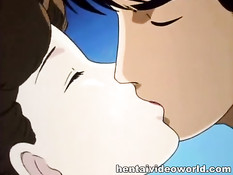 Парень раздевает красивую аниме женщину и занимается любовью