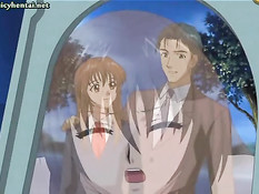 Хентай брюнеточка отсосала мальчику член и дала отлизать киску