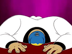 Грудастая аниме брюнетка раздевается и танцует стриптиз на сцене