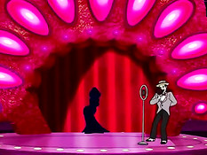 Грудастая аниме брюнетка раздевается и танцует стриптиз на сцене