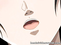 Светловолосый парень в коридоре оттрахал сисястую хентай девку