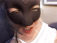 Развратные шлюшки в латексном белье ебутся с мужиком в фургоне