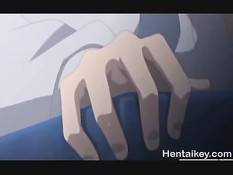 Парень в пиджаке лёг на хентай девчонку в очках и засадил член