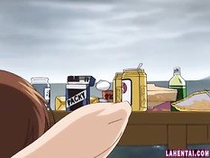 Сисястые хентай девки занимались лесби сексом и ебались с парнем