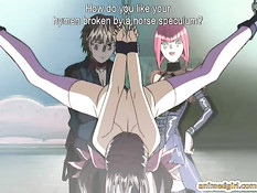 Связанную хентай девку подвесили к потолку и оттрахали в киску