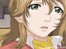 Грудастая хентай девка в автомобиле ебётся со своим бойфрендом