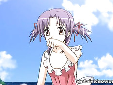 Голые хентай девушки на пляже занимаются сексом с одним парнем
