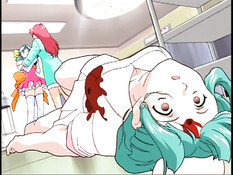 Учёные оттрахали во все дырки хентай девку с розовыми волосами