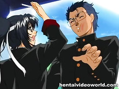 Снял трусики с переодетой в парня хентай девки и трахнул членом