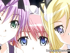 Парень вставил свой член в бритую киску молодой аниме горничной