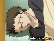 Отлизал киску сисястой хентай брюнетке и оттрахал девку на столе