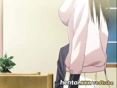 Отлизал киску сисястой хентай брюнетке и оттрахал девку на столе