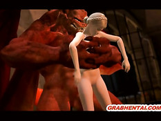 Демон отлизал киску 3D девушке с косой и отодрал большим членом