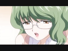 Грудастая хентай девка в чулках прыгает на члене и громко стонет