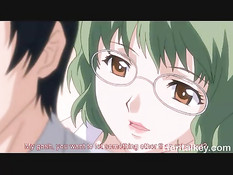 Грудастая хентай девка в чулках прыгает на члене и громко стонет