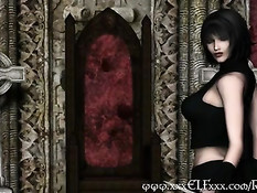 Сиськастая 3D красотка мастурбирует представляя секс с мужчиной