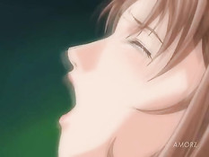 Опытная хентай женщина отсасывает парню член и дрочит сиськами