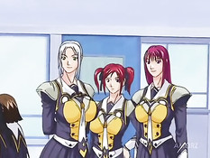 Опытная хентай женщина отсасывает парню член и дрочит сиськами