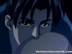 Начальник соблазняет свою грудастую хентай секретаршу в очках