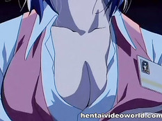 Начальник соблазняет свою грудастую хентай секретаршу в очках