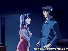 Начальник соблазняет свою грудастую хентай секретаршу в очках