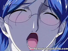 Начальник соблазняет свою грудастую хентай секретаршу в очках