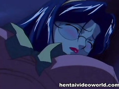 Начальник соблазняет свою грудастую хентай секретаршу в очках