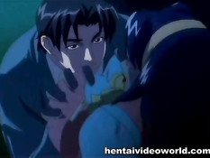 Начальник соблазняет свою грудастую хентай секретаршу в очках