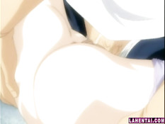 Хентай девчонка с голубыми волосами отсасывает парню в позе 69