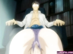 Хентай девчонка с голубыми волосами отсасывает парню в позе 69