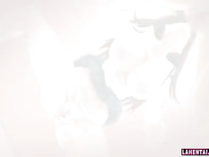 Ненасытная хентай брюнетка набросилась на парня и отсосала член