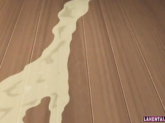 Ненасытная хентай брюнетка набросилась на парня и отсосала член