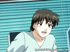 Горячая хентай докторша и медсестра занимаются сексом с парнем