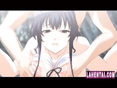 Молодой человек трахает на пляже сисястую хентай девку в бикини