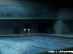 Охранник увидел в бассейне и оттрахал обнажённую хентай девку