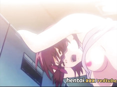 Он отодрал хентай девушку с косичками членом и фаллоимитатором