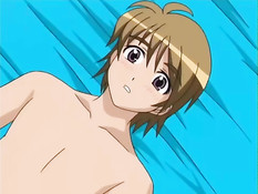 Молодой человек на кровати оттрахал сразу двух хентай подружек