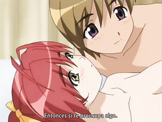 Молодой человек на кровати оттрахал сразу двух хентай подружек