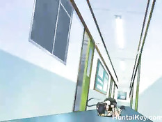 Две девчонки вместе с пареньком оттрахали злую хентай лесбиянку