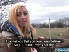 Пикапер трахает в коридоре светловолосую шалаву с бритой пиздой