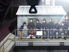 Очкастая хентай девка с косичками занимается сексом в библиотеке