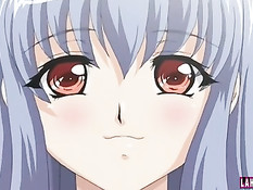 Грудастая хентай девка столкнулась с парнем и подрочила сиськами