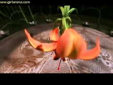 Магический цветок обвивает и трахает в киску грудастую 3D девку